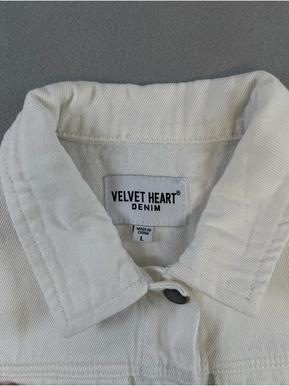 Velvet Heart White Denim Jacket - Picture 4 of 10